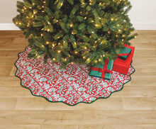 Load image into Gallery viewer, Christmas Block Print Tree Skirt