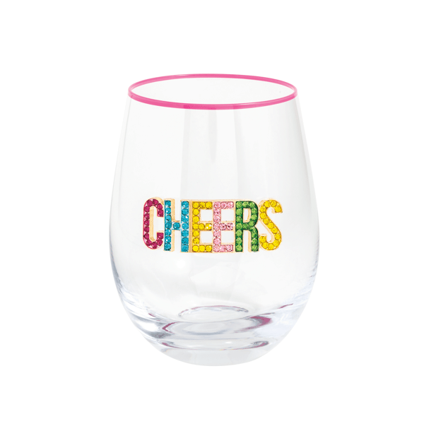Beaded Cheers Wine Glass – Meggie B's