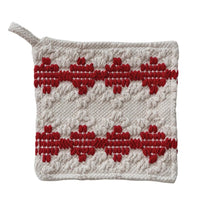 Load image into Gallery viewer, Woven Cotton Tufted Pot Holder w/ Diamond Pattern & Terry Cloth Back 2 Colors