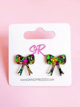 Load image into Gallery viewer, Mardi Gras Bow Stud
