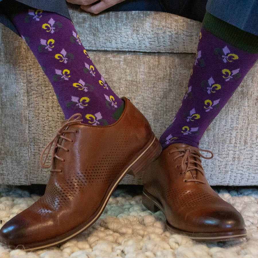 Men's Mardi Gras Fleur-de-Lis Socks