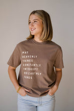 Load image into Gallery viewer, Heavenly Things Tee- Vintage Brown | Women&#39;s Christian Tee
