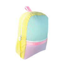 Load image into Gallery viewer, 1989 Seersucker Medium Backpack w/ Pocket
