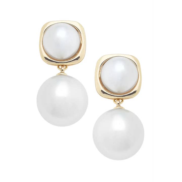 Lillian Pearl Cabochon Drop Earring Ivory
