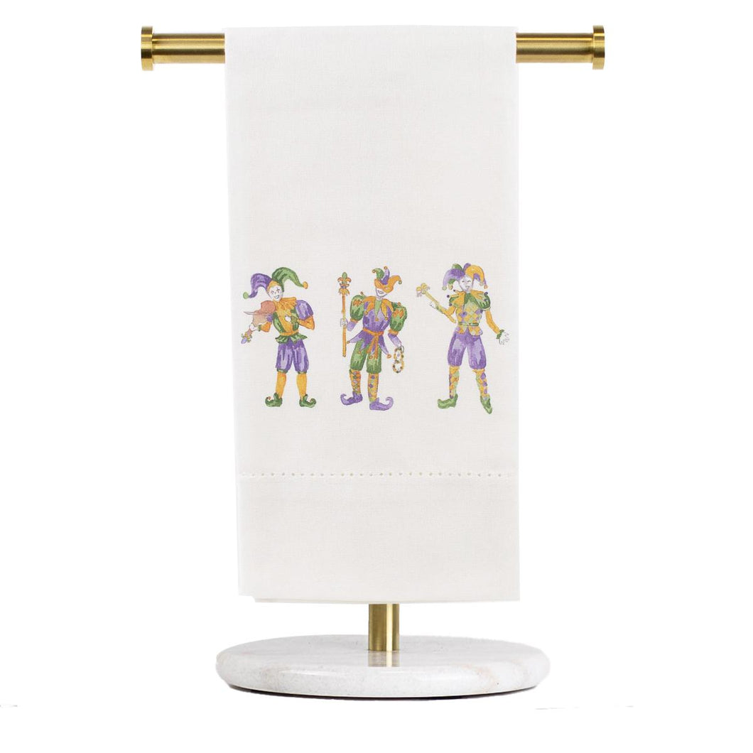 Mardi Jester Hemstitch Hand Towel White/Multi