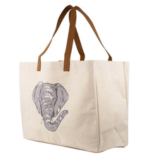 Load image into Gallery viewer, Elephant Love Tote Natural/Gray/Black
