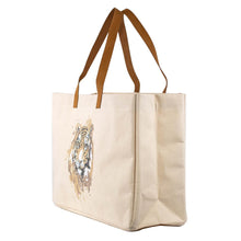 Load image into Gallery viewer, Tiger Love Tote Natural/Gray/Black 19.5x13.5x7
