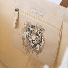 Load image into Gallery viewer, Tiger Love Tote Natural/Gray/Black 19.5x13.5x7
