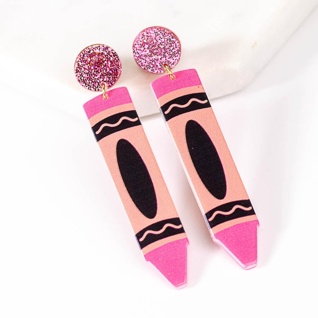 Crayon Earrings Pink/Black
