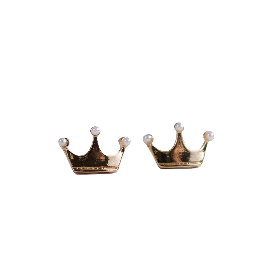 Sophia Crown Stud Earrings Gold/Pearl