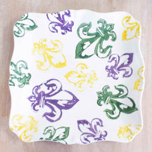 Load image into Gallery viewer, Watercolor Fleur de Lis Platter Purple/Green/Yellow
