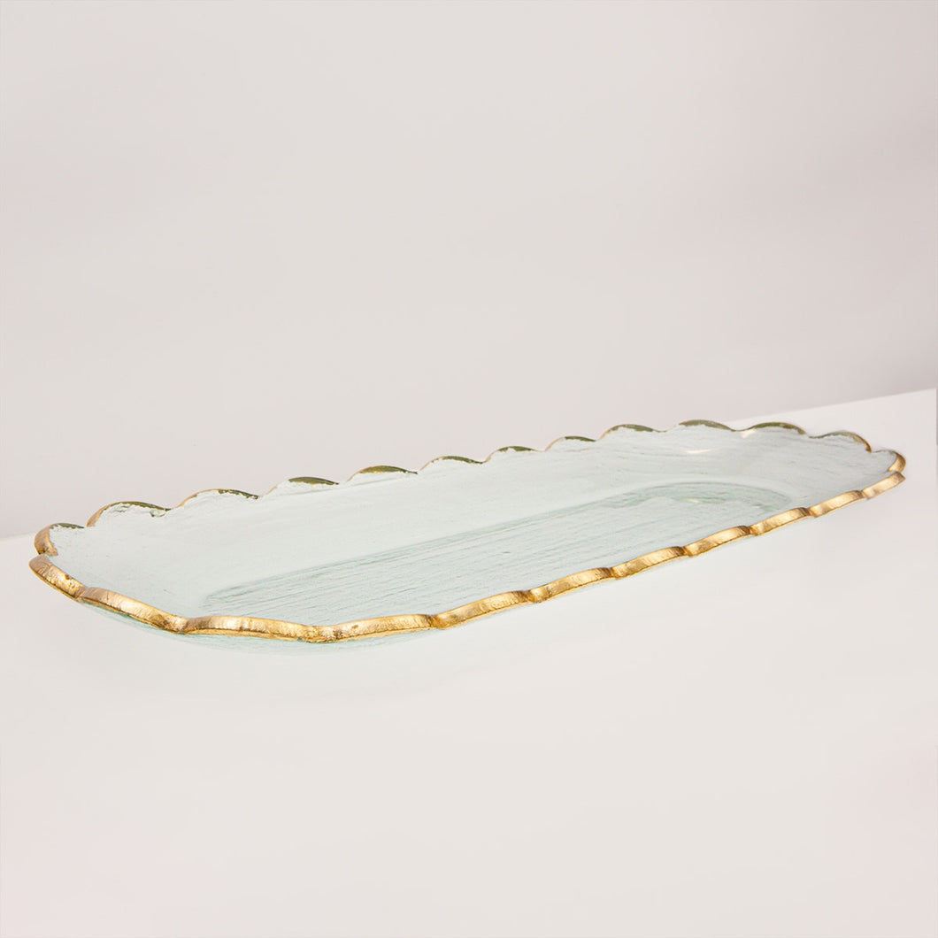 Chapelle Oval Serving Platter Clear/Gold