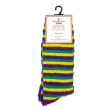 Load image into Gallery viewer, Women's Stripe Snuggle Socks Purple/Yellow/Green
