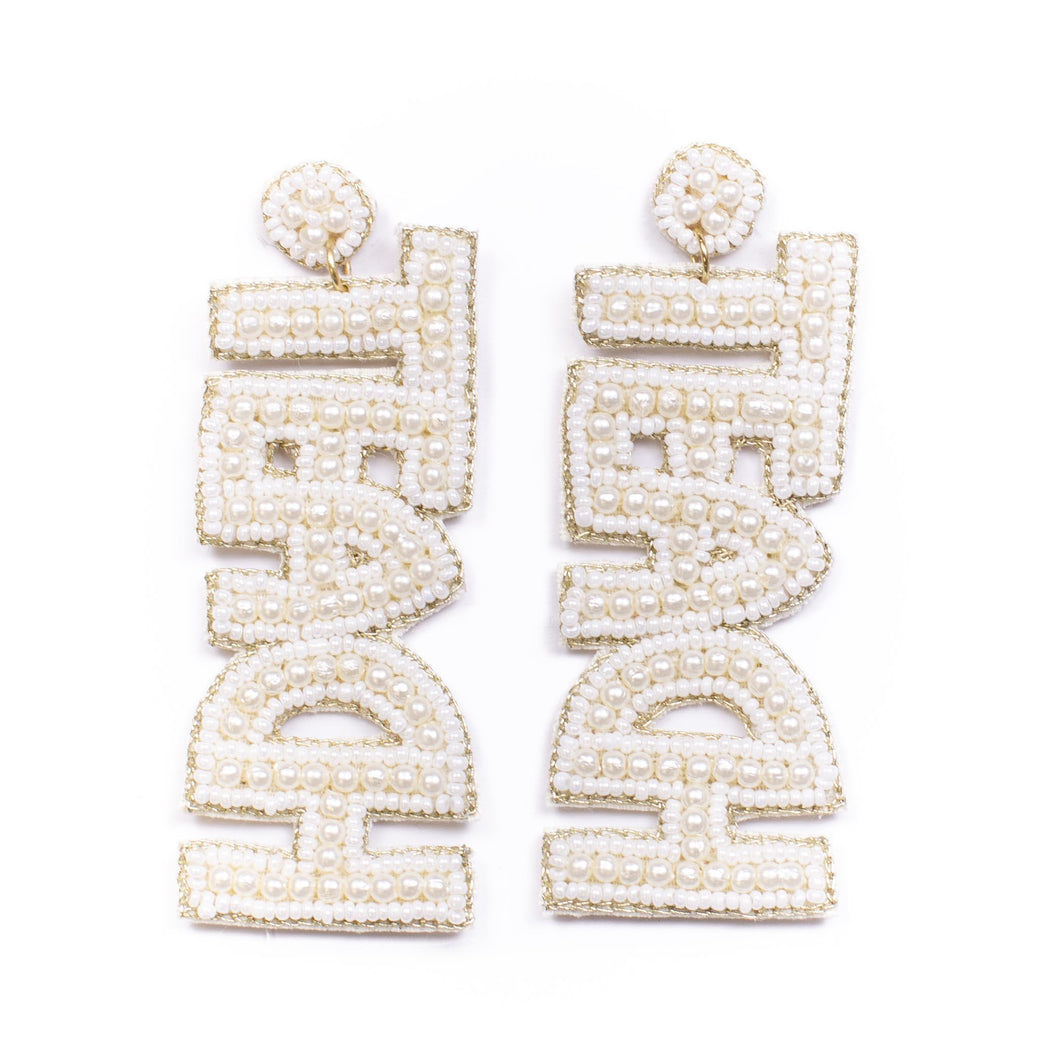Teach Beaded Pearl Earrings