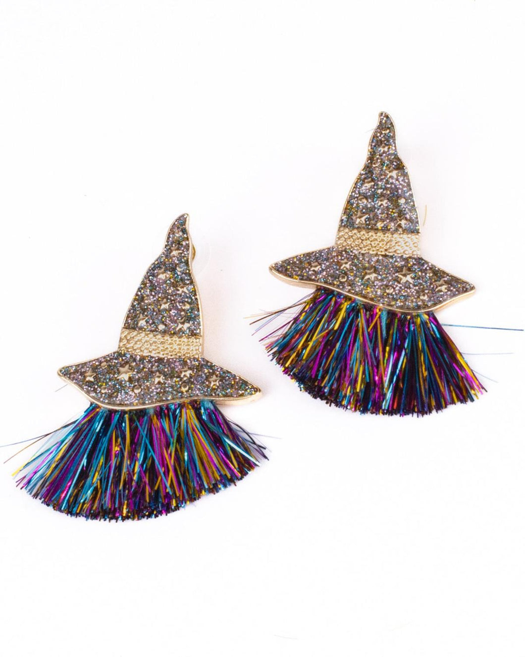 Witches Hat Fringe Earrings Multi/Gold