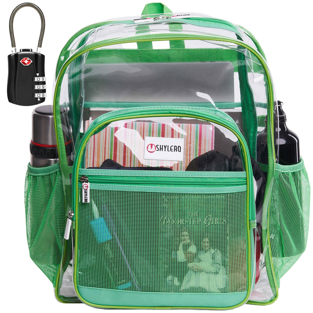 Clear Backpack For School XL Green