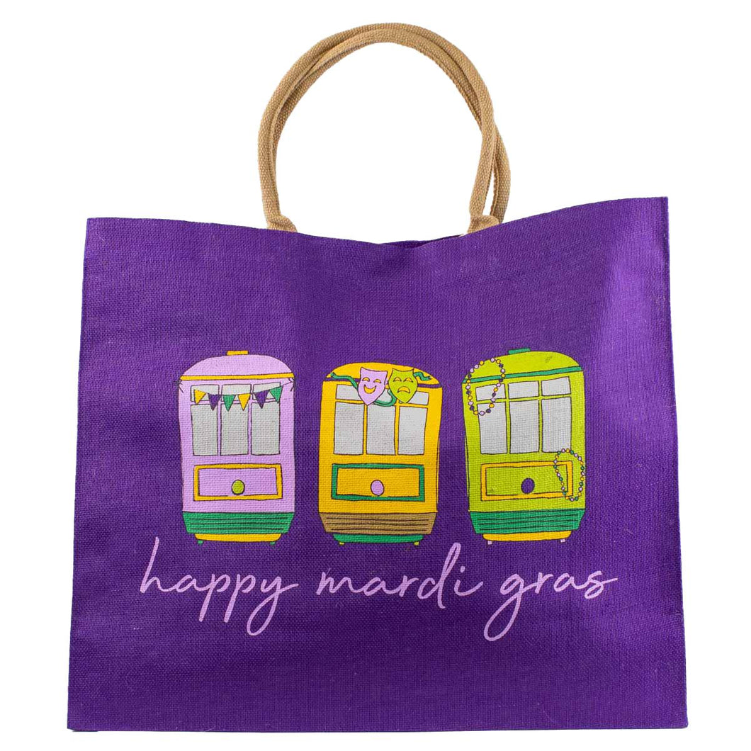 Streetcar Mardi Gras Carryall Tote Purple/Green/Yellow