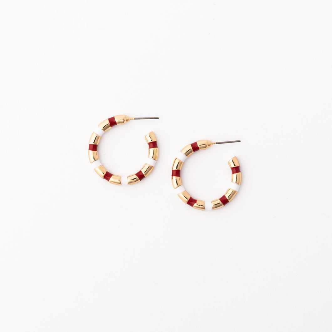 Nellie Crimson + White Earring