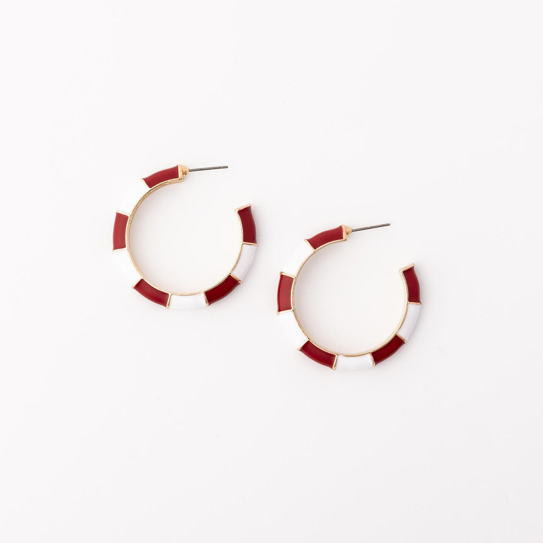 Ashlynn Crimson + White Earrings