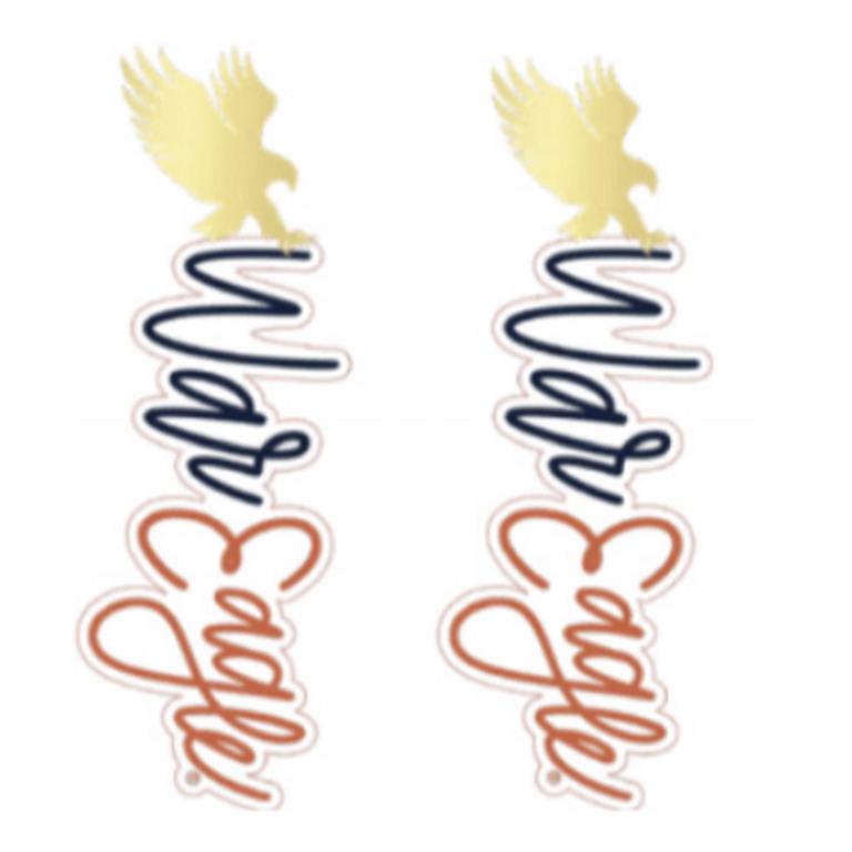 AU Navy/Orange War Eagle Earrings