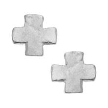 Load image into Gallery viewer, Susan Shaw Medium Silver Square Cross Studs
