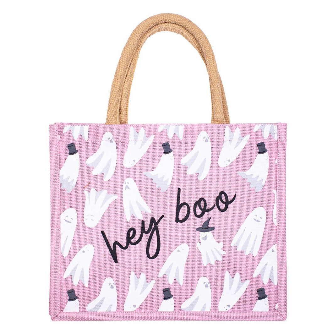 Hey Boo Gift Tote Light Pink/White