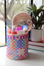 Load image into Gallery viewer, Barrel Organizer Toiletry Bag - All The Things (Checkered)

