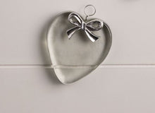 Load image into Gallery viewer, Heart Metal Bow Glass Ornament
