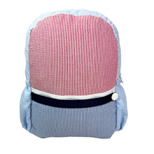 Load image into Gallery viewer, Yankee Doodle Seersucker Medium Backpack w/ Pockets
