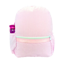 Load image into Gallery viewer, Pink Seersucker Medium Backpack w/ Pockets
