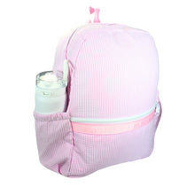Load image into Gallery viewer, Pink Seersucker Medium Backpack w/ Pockets

