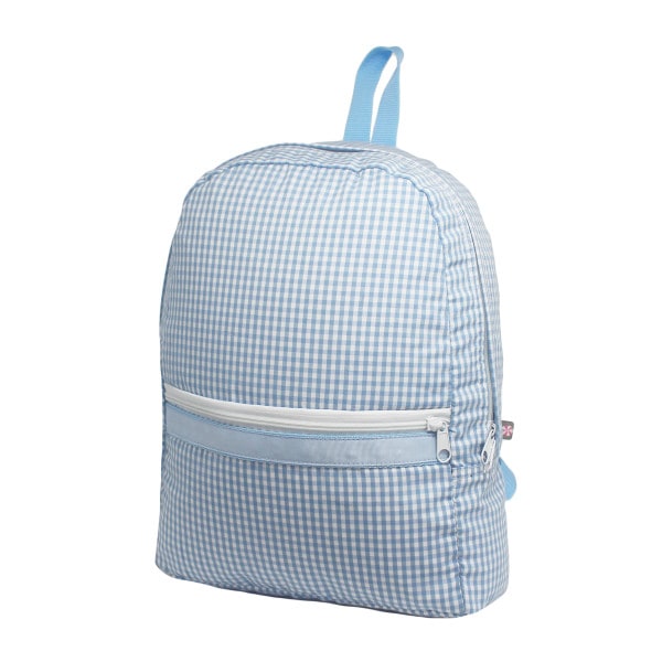 Blue Gingham Seersucker Backpack Medium
