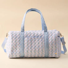 Load image into Gallery viewer, On The Go Quilted Weekender Petal Parade Blue
