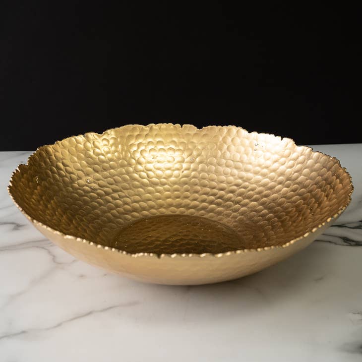 Gold Hammered Shallow Bowl 4