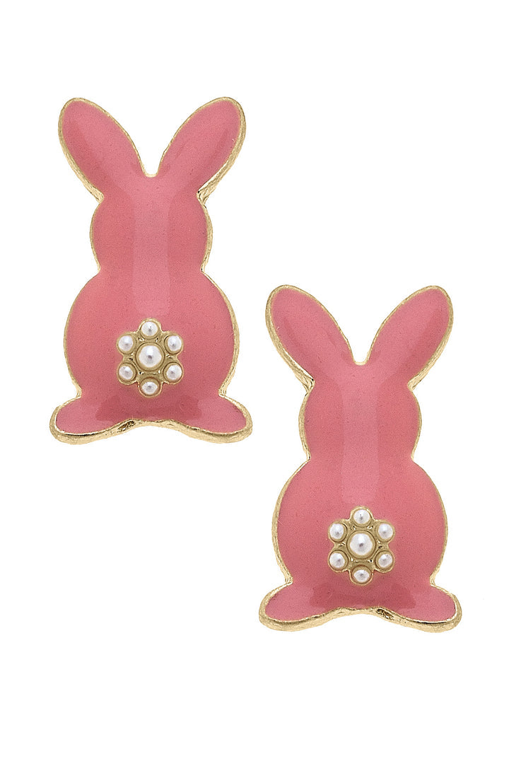 Bunny Booty Enamel Stud Earring Pink