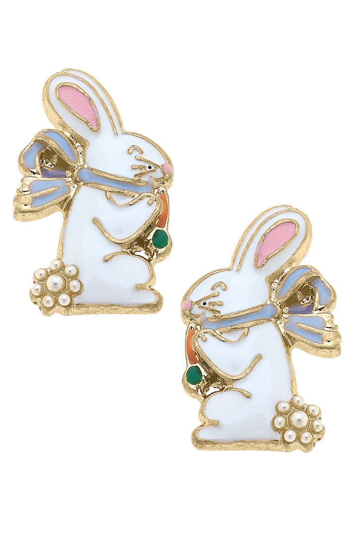 Mr. Rabbit Enamel Stud Earring White