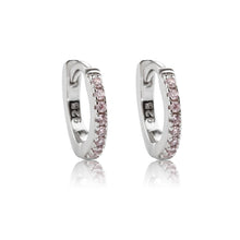 Load image into Gallery viewer, Sterling Silver Huggie CZ Hoop Earrings for Babies and Kids: Clear / 10mm
