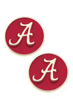 Load image into Gallery viewer, Alabama Crimson Tide Logo Circle Stud  Earrings in Crimson/Shiny Gold
