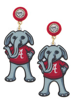 Load image into Gallery viewer, Alabama Big Al Resin Mascot Earrings in Red/Grey
