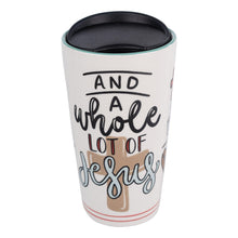 Load image into Gallery viewer, Little Coffee and Whole Lot of Jesus Travel Mug
