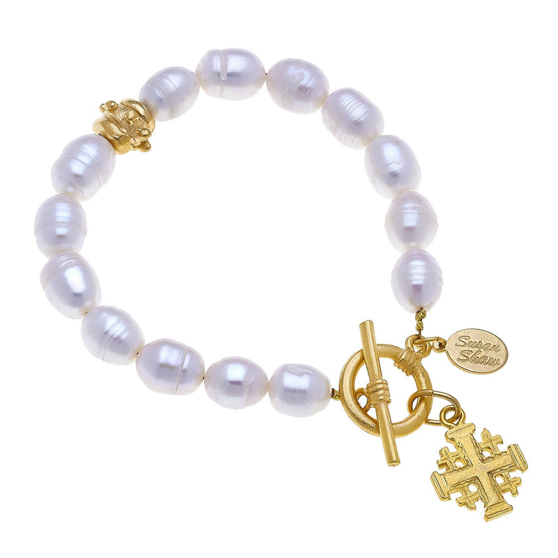 Susan Shaw Jerusalem Cross Pearl Bracelet