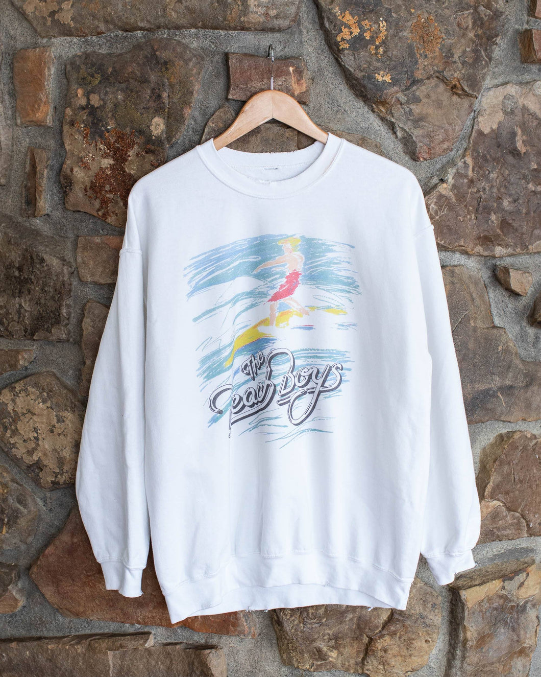 Beach Boys 80's Surf Thrifted White Sweatshirt