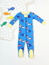Load image into Gallery viewer, Beaufort Bonnet Knox's Night Night Footie Here Fishy Fishy/Lake Worth Yellow
