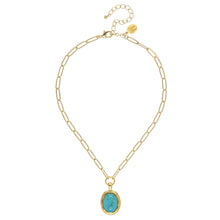 Load image into Gallery viewer, Susan Shaw Caroline Paperclip Necklace Turquoise Stone
