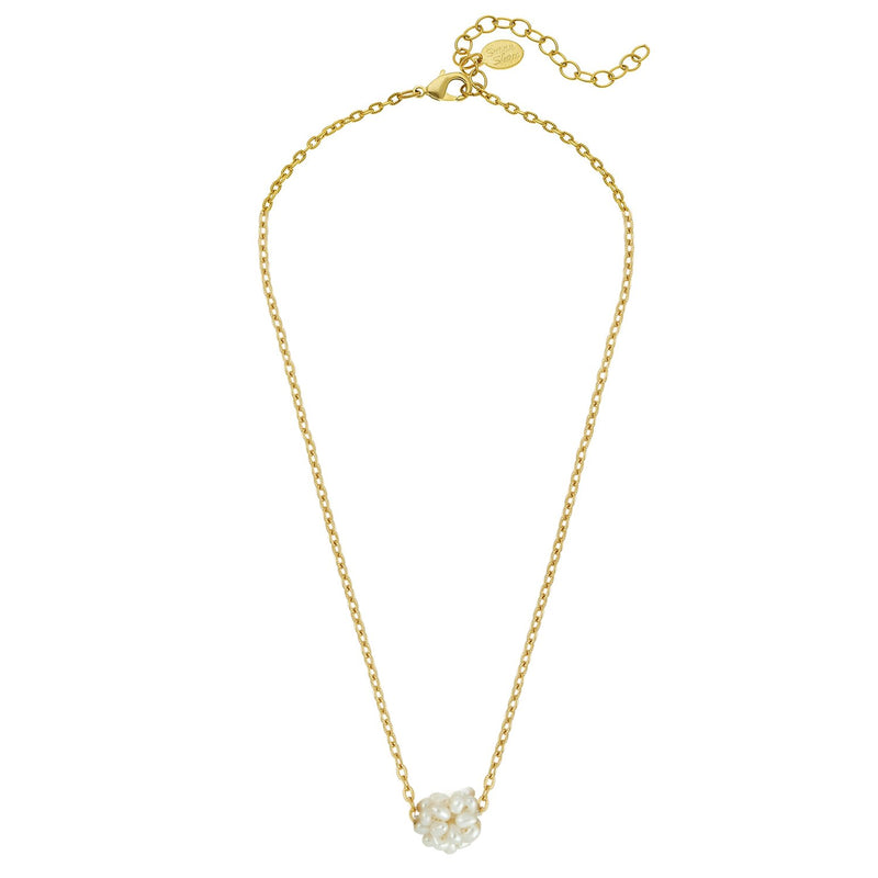 Susan Shaw Dainty Pearl Cluster Necklace