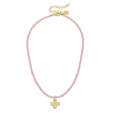 Load image into Gallery viewer, Susan Shaw Alys Cross Necklace Light Pink

