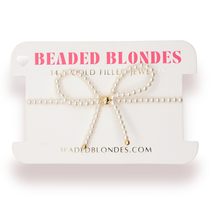 Beaded Blondes Pearl Bow Bracelet