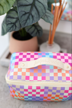 Load image into Gallery viewer, Happy Checkered- Hold All Make Up Bag (Multi Checkered)
