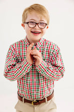 Load image into Gallery viewer, Beaufort Bonnet Dean's List Dress Shirt Richmond Red &amp; Kiawah Kelly Green Gingham
