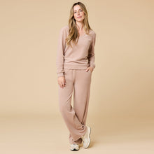 Load image into Gallery viewer, Softies Vintage Velvet V-Neck w/Full Leg Pant Coco
